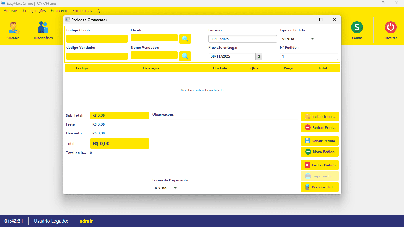 Funcionalidades do PDVOFFLine